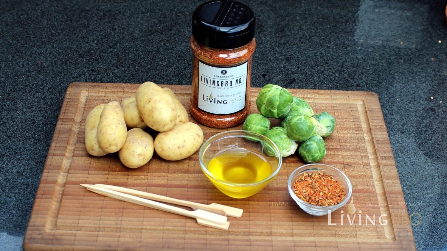 Die Zutaten für Bacon Rosenkohl Spieße