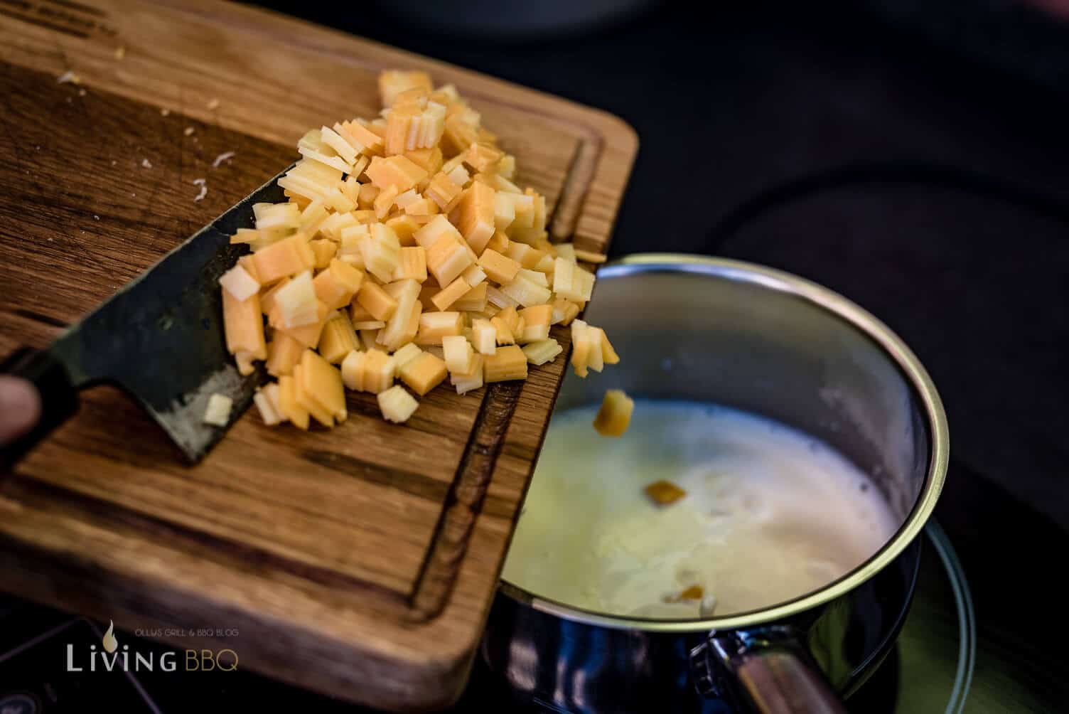 Taco Shells mit Hühnchen und Cheddar Käsesauce_Tacos Shells mit Hu hnchen und Salsa 6 von 16_ Cheddar Käse Sauce zubereiten _Tacos Shells mit Hu hnchen und Salsa 6 von 16