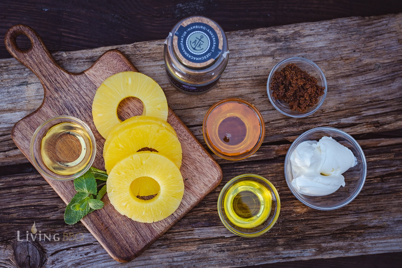 Zutaten gegrillte Ananas